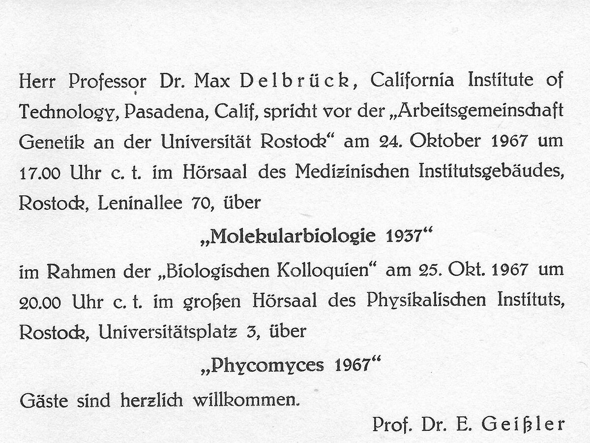 Einladung zum Biologischen Kolloquium (Quelle: Archiv des Autors).